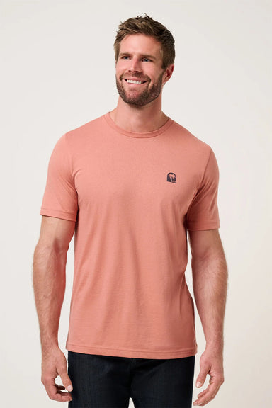 travis mathew top places solid tee brick dust front