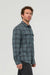 Duer Performance Flannel Overshirt in Marine Plaid — Side view