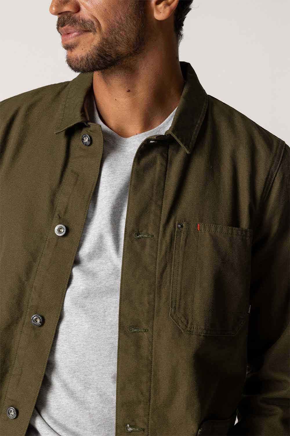 Finisterre - Basset Flannel Lined Jacket - Olive - Detail