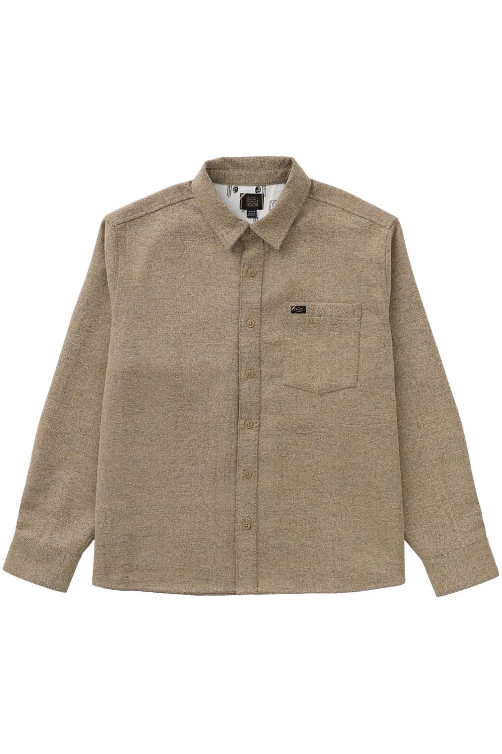 RVCA Dayshift Solid Flannel in Wheat — Flatlay view