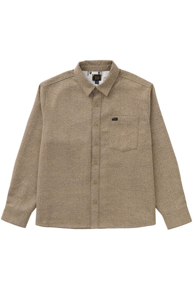 RVCA Dayshift Solid Flannel in Wheat — Flatlay view
