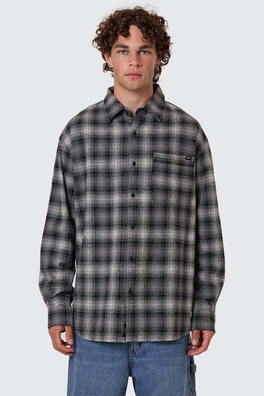 Thrills BARRIO LS FLANNEL SHIRT Black Front