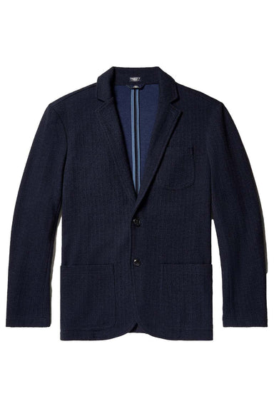 Faherty Inlet Herringbone Blazer in Navy Twilight — Flatlay view