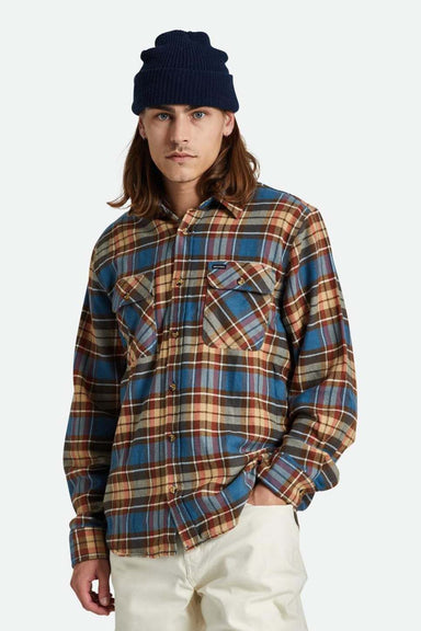 Brixton - Bowery LS Flannel - Ocean Blue/Palm Desert/Sand - Model