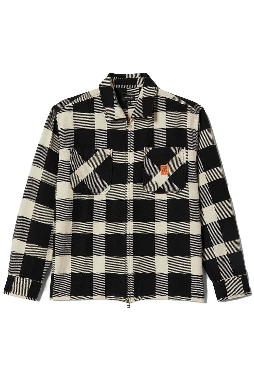 Brixton UNION ZIP FLANNEL Off White/Black Flatlay