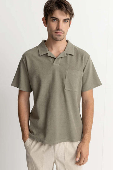 Rhythm - Vintage Terry SS Polo - Sage - Front