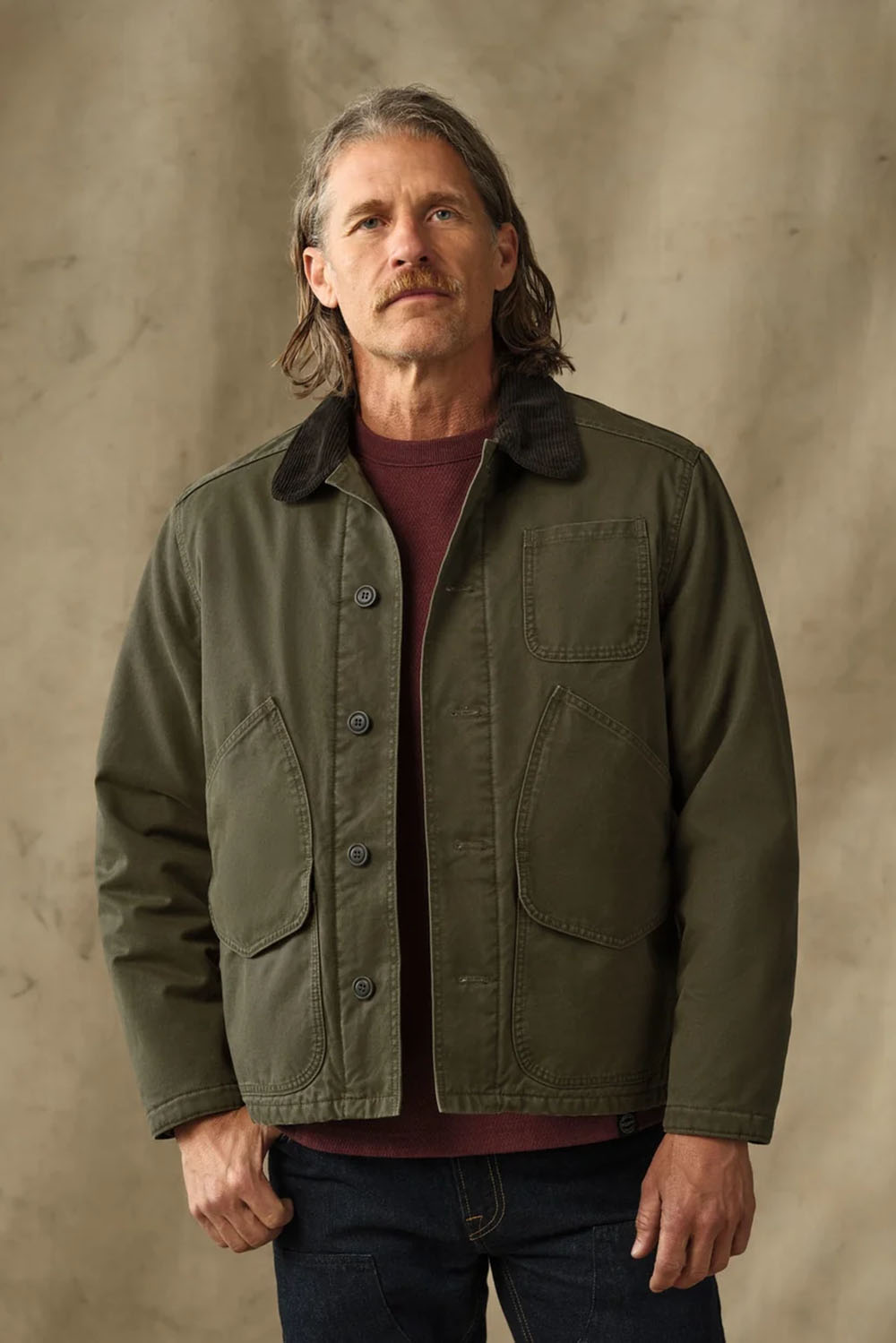 Filson - Insulated Canvas Outfitter Jacket - Dark Olive - Model Front
