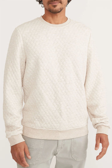 Marine Layer CORBET QUILTED CREWNECK Dark Oat Heather Front