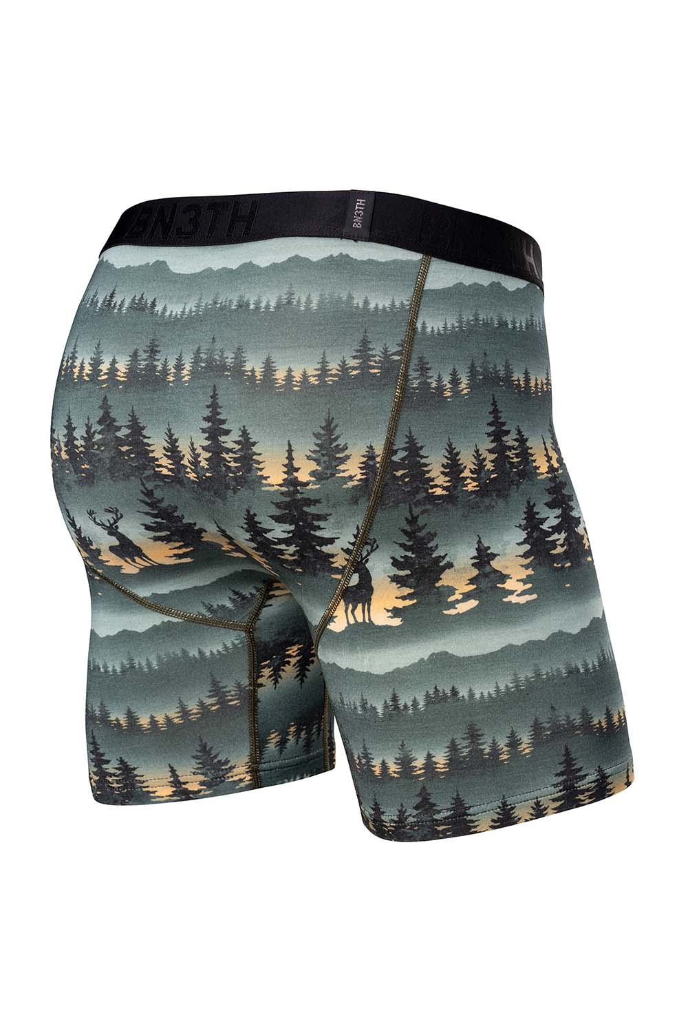BN3TH Classics Boxer Brief in Forest Stag Deepest Spruce — Back view
