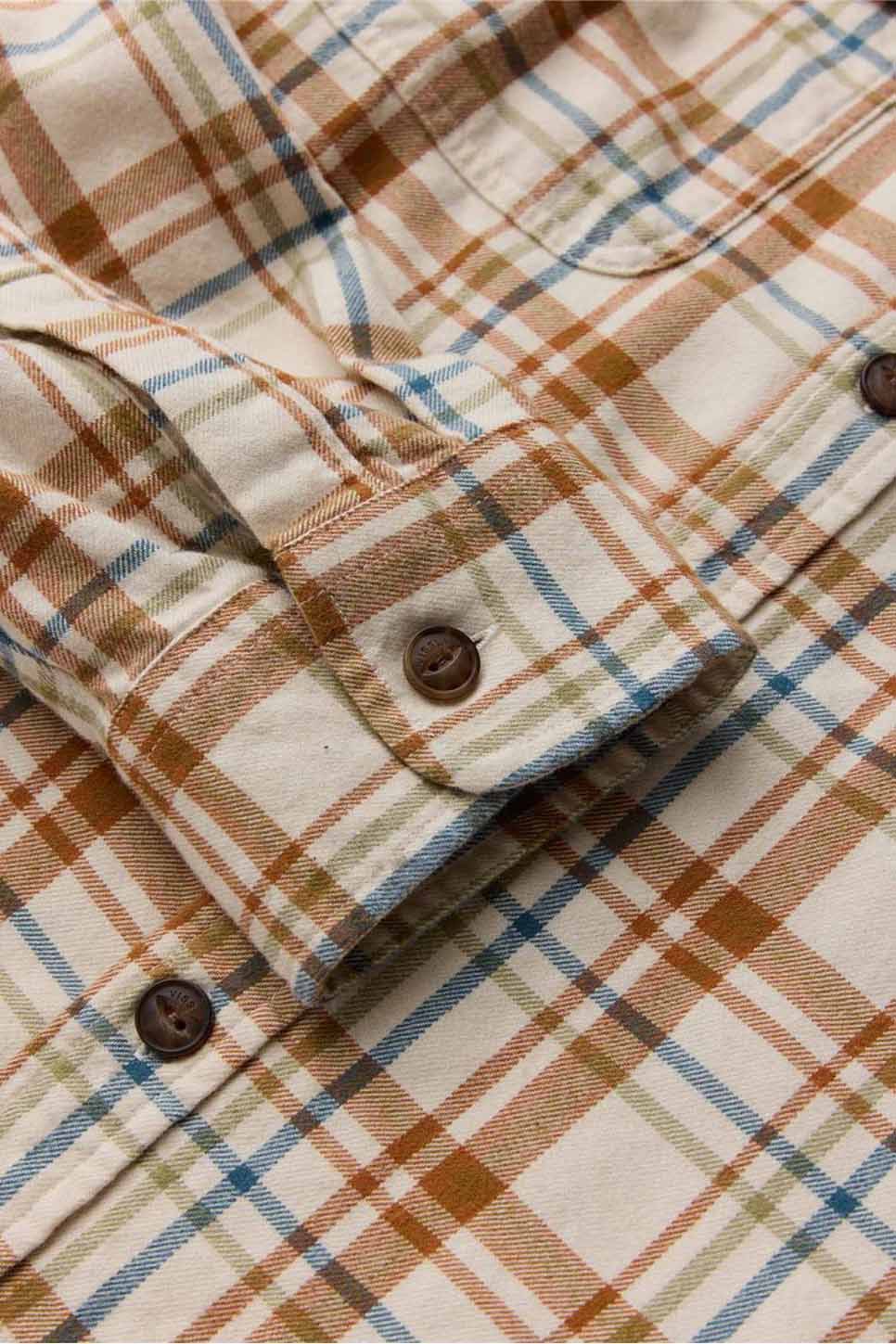 vissla central coast eco ls flannel dark sand detail