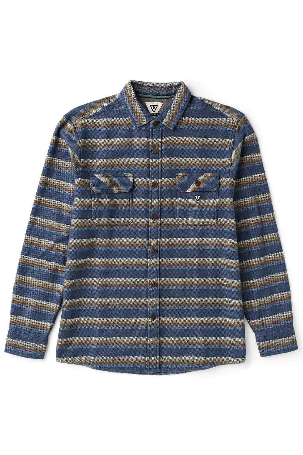 vissla descanso flannel blue haze front
