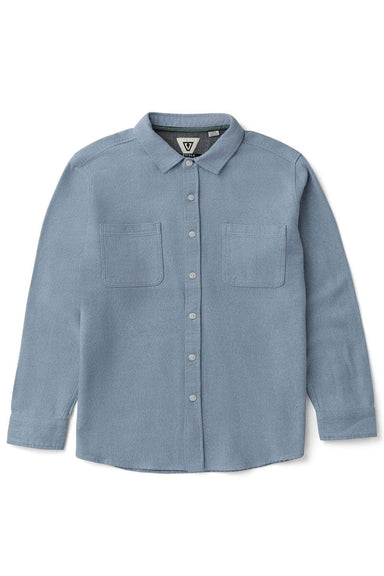vissla shaper eco ls flannel faded denim front