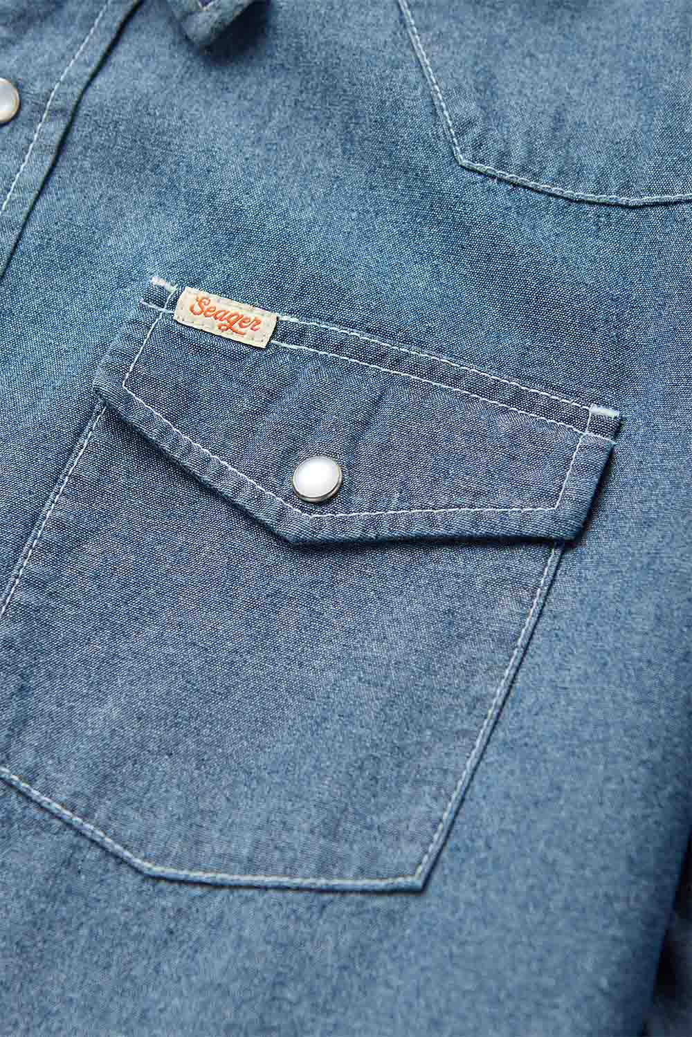 Seager - Reagan Pearl Snap - Light Used Wash - Detail