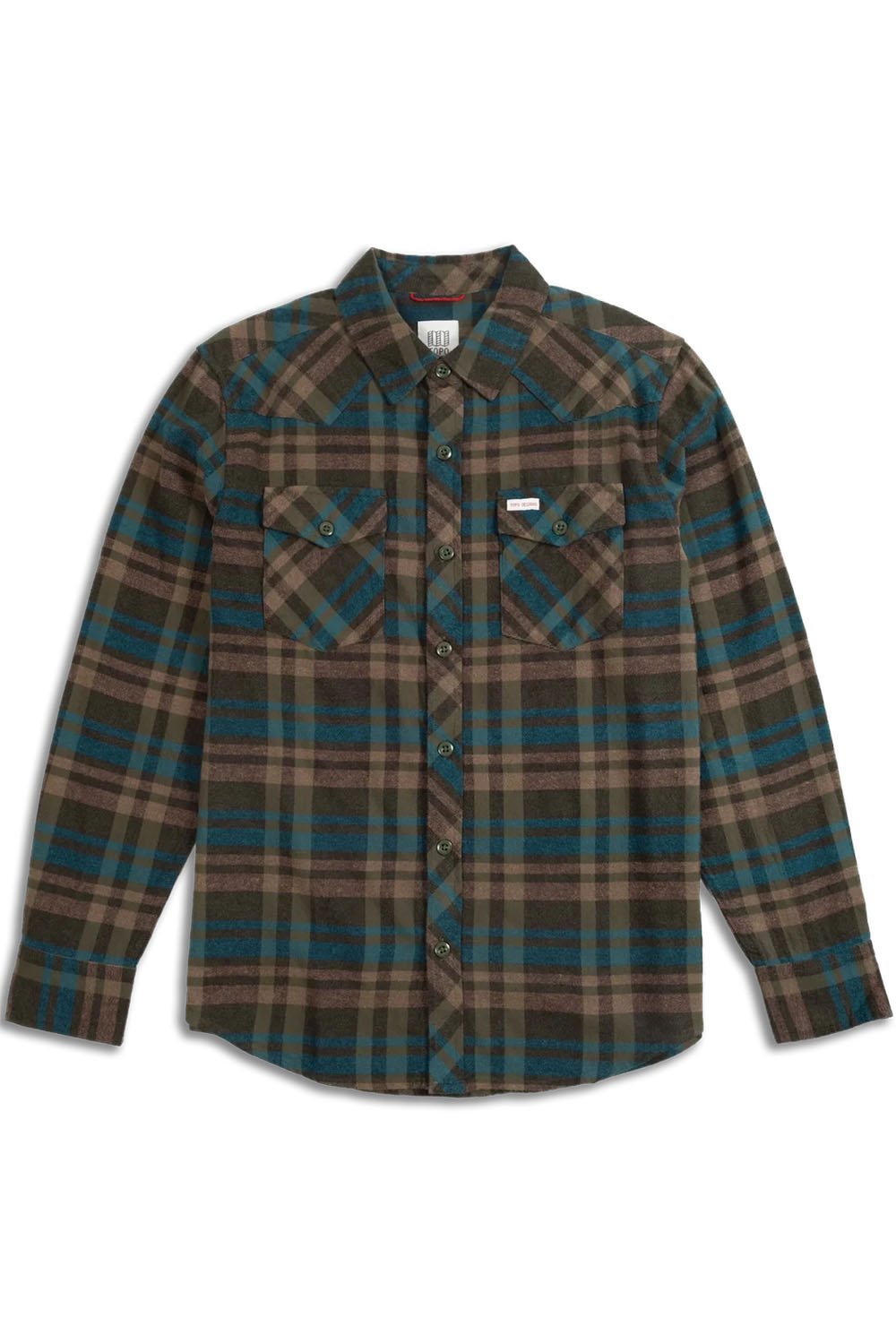 Topo Designs Mountain Shirt Long Sleeve in Beetle Multi — Front view