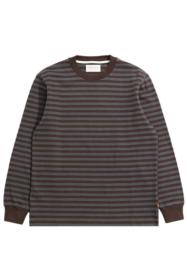Far Afield - Breton Stripe Tshirt - Grey/Brown - Flatlay