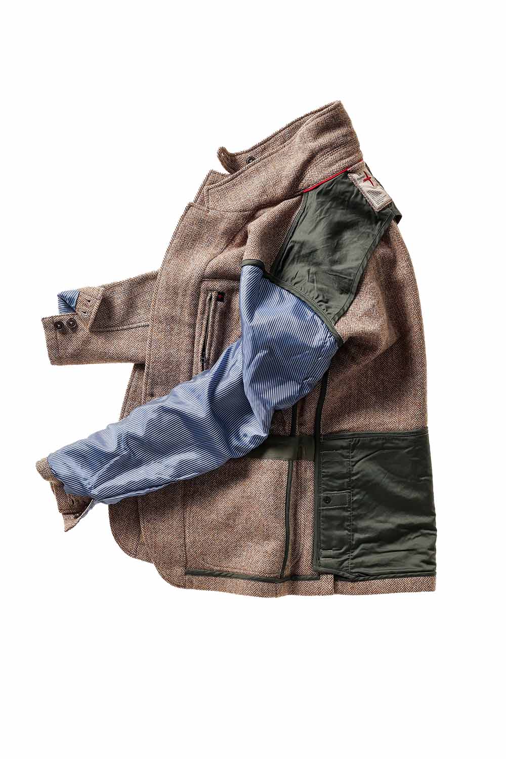 Relwen HERITAGE TRAP BLAZER Ash Brown Herringbone Inside