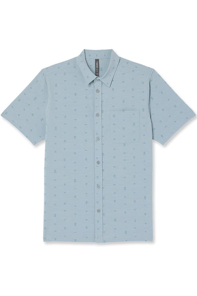 Vuori Bridge Button Down in Raindrop Stone — Flatlay view