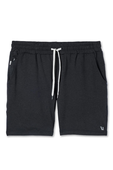 Vuori Ponto Performance Short 7 in Black Heather — Flatlay view