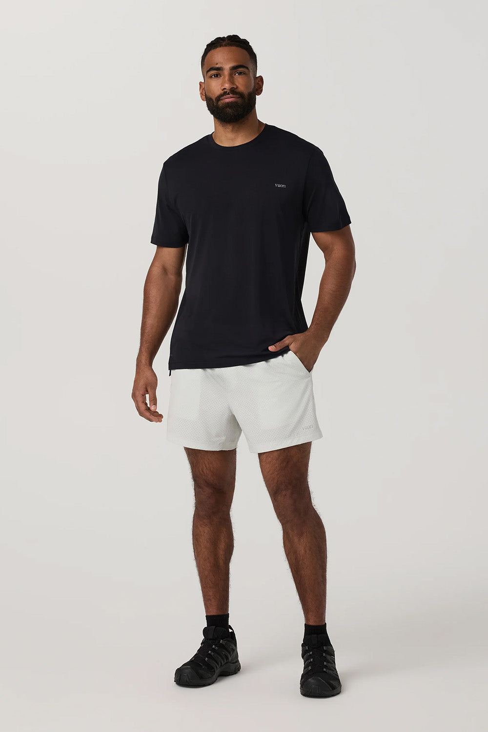 Vuori Strato Breathe Tee in Black — Full-body view