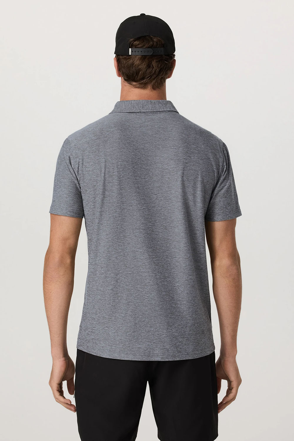 Vuori Strato Tech Polo in Heather Grey — Back view