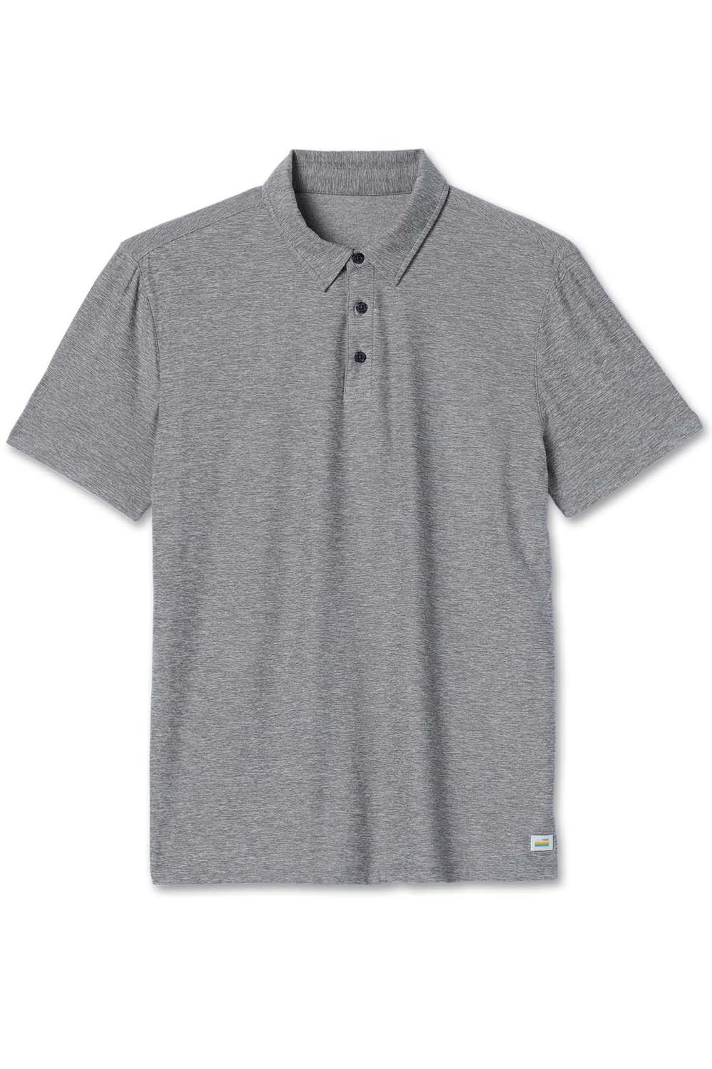 Vuori Strato Tech Polo in Heather Grey — Flatlay view