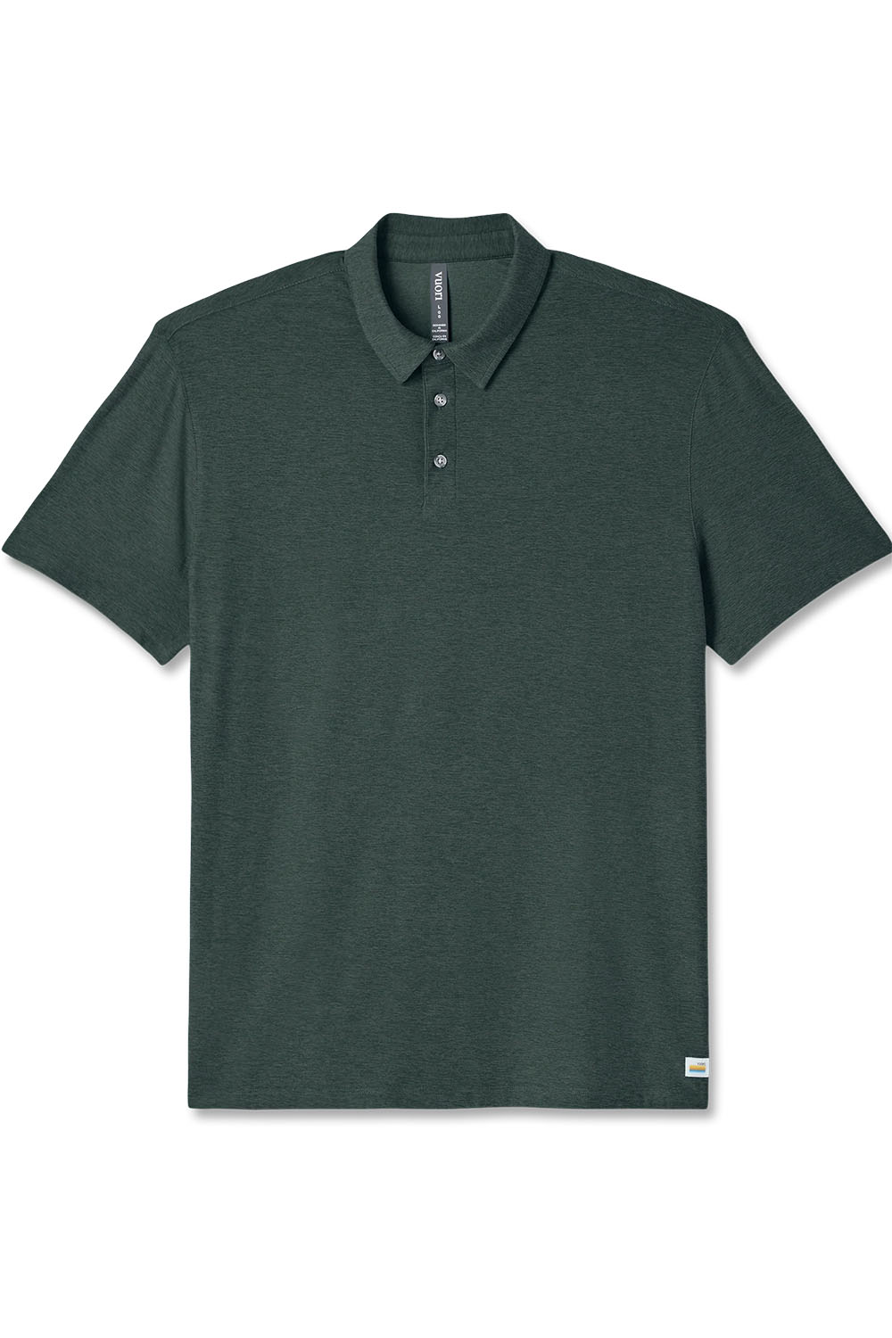 Vuori Strato Tech Polo in Hemlock Heather — Flatlay view