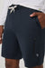 Vuori Sunday Performance Short in Ink Heather — Pocket detail view