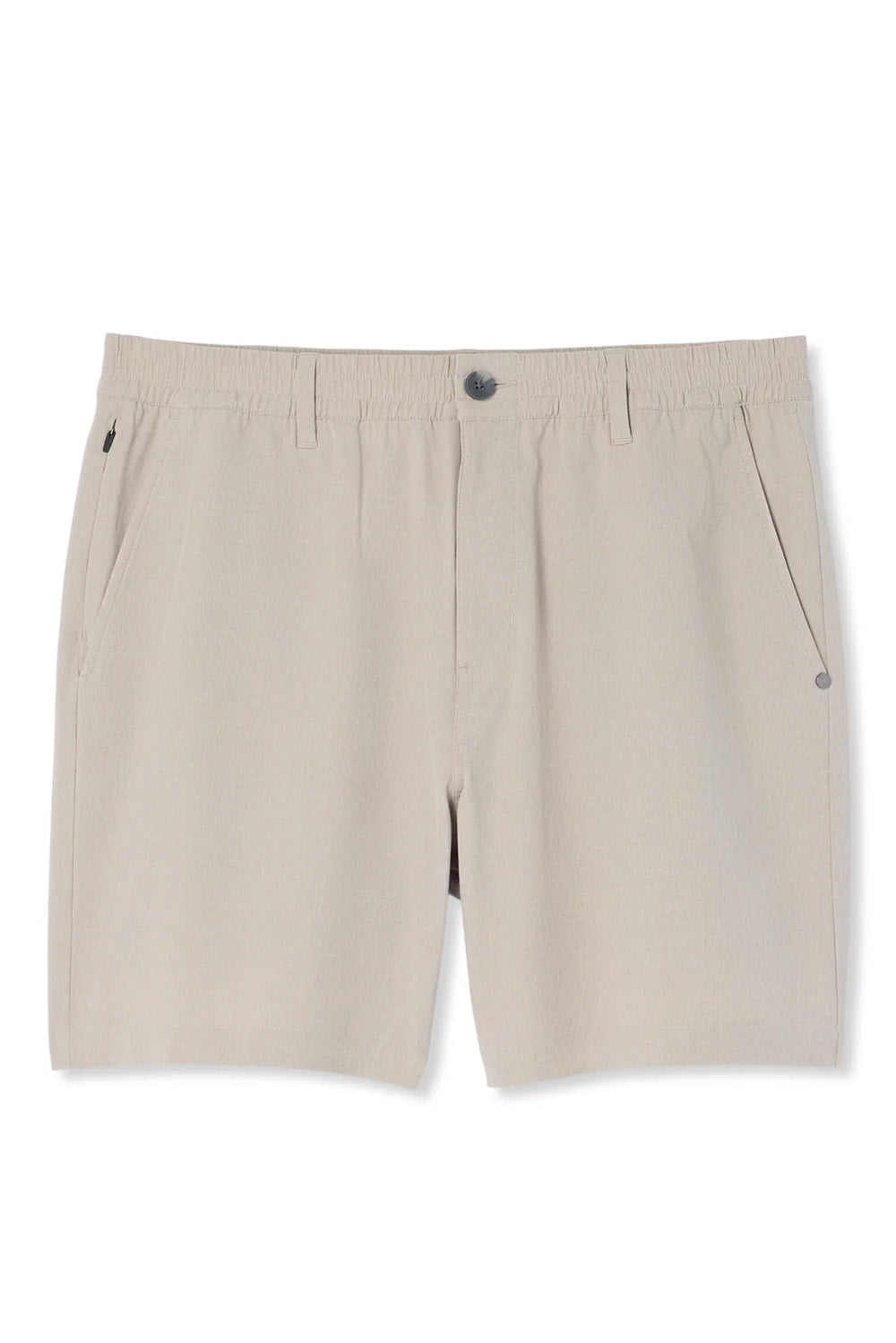 vuori aim ewaist short khaki linen texture flatlay