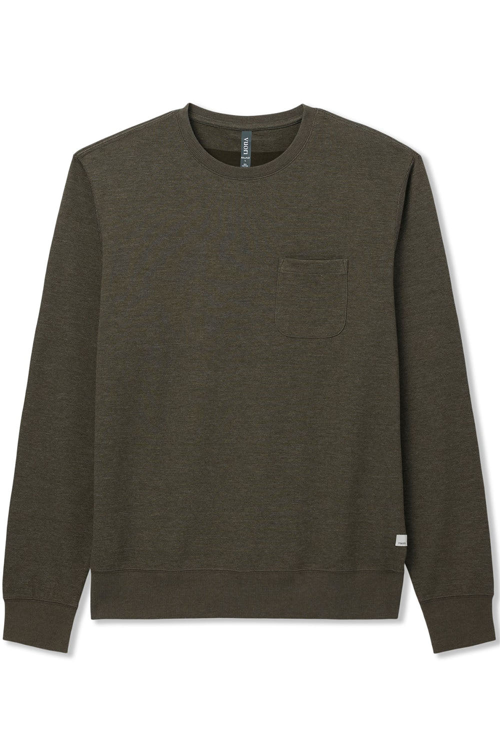 vuori jeffreys crew 2.0 olive heather flatlay