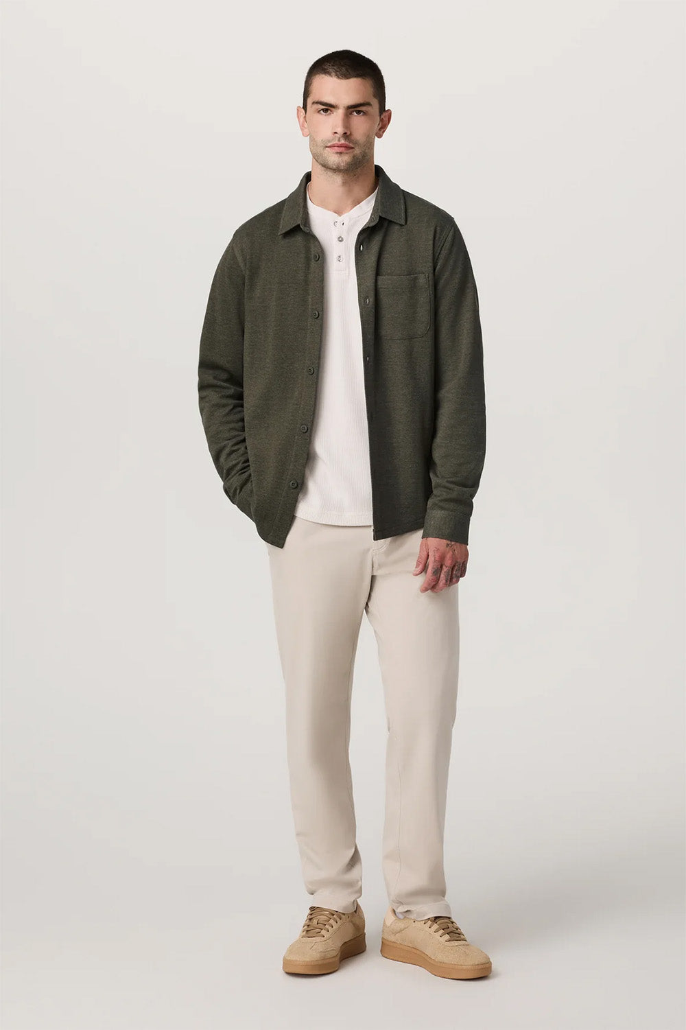 vuori jeffreys overshirt olive heather