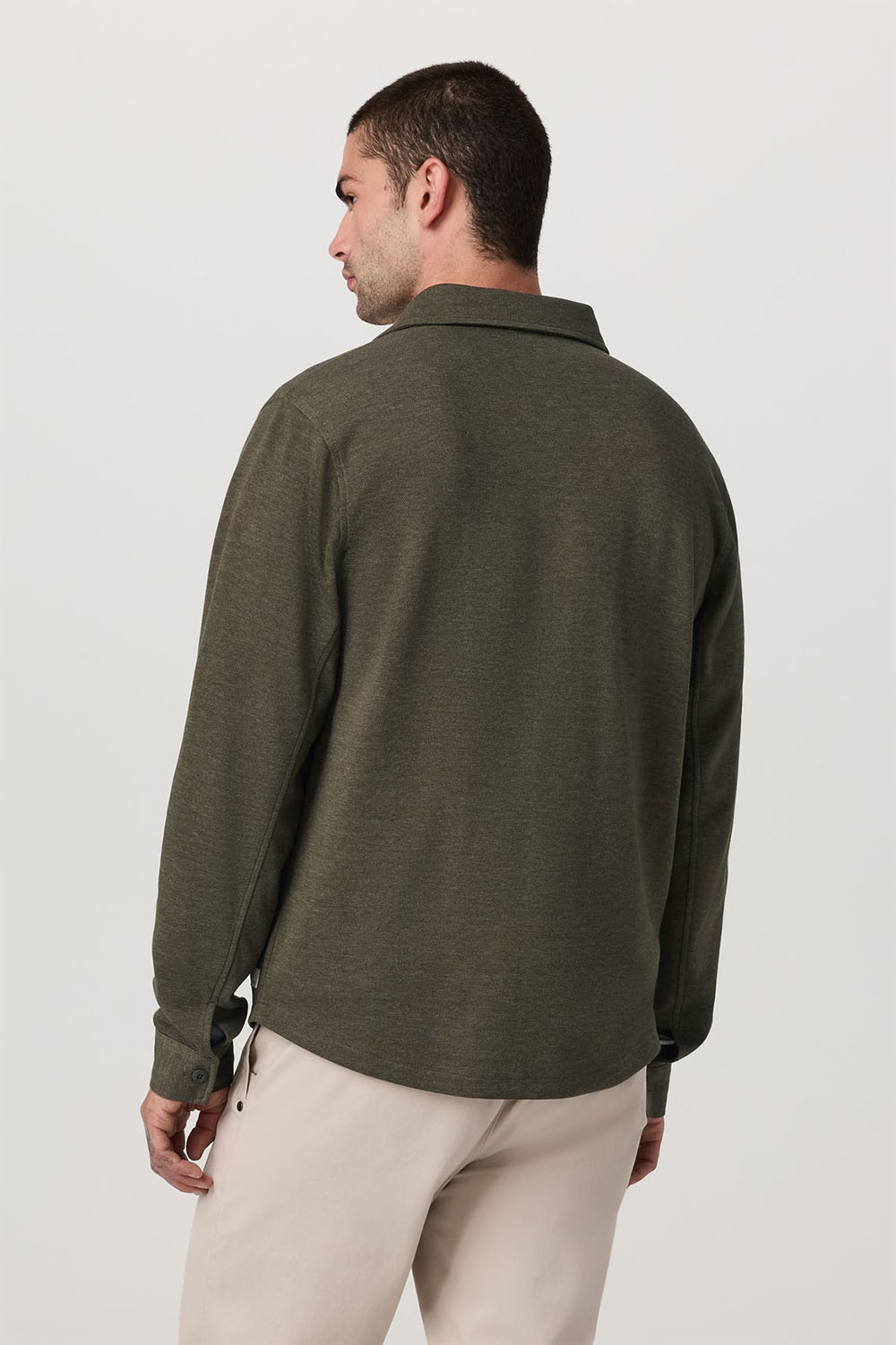 vuori jeffreys overshirt olive heather back