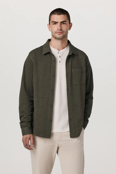 vuori jeffreys overshirt olive heather front