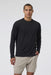 vuori ponto performance ls tee black heather front