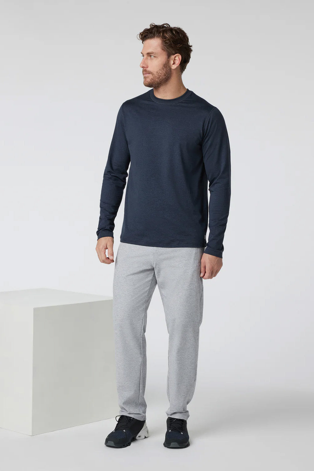 vuori ponto performance ls tee midnight heather