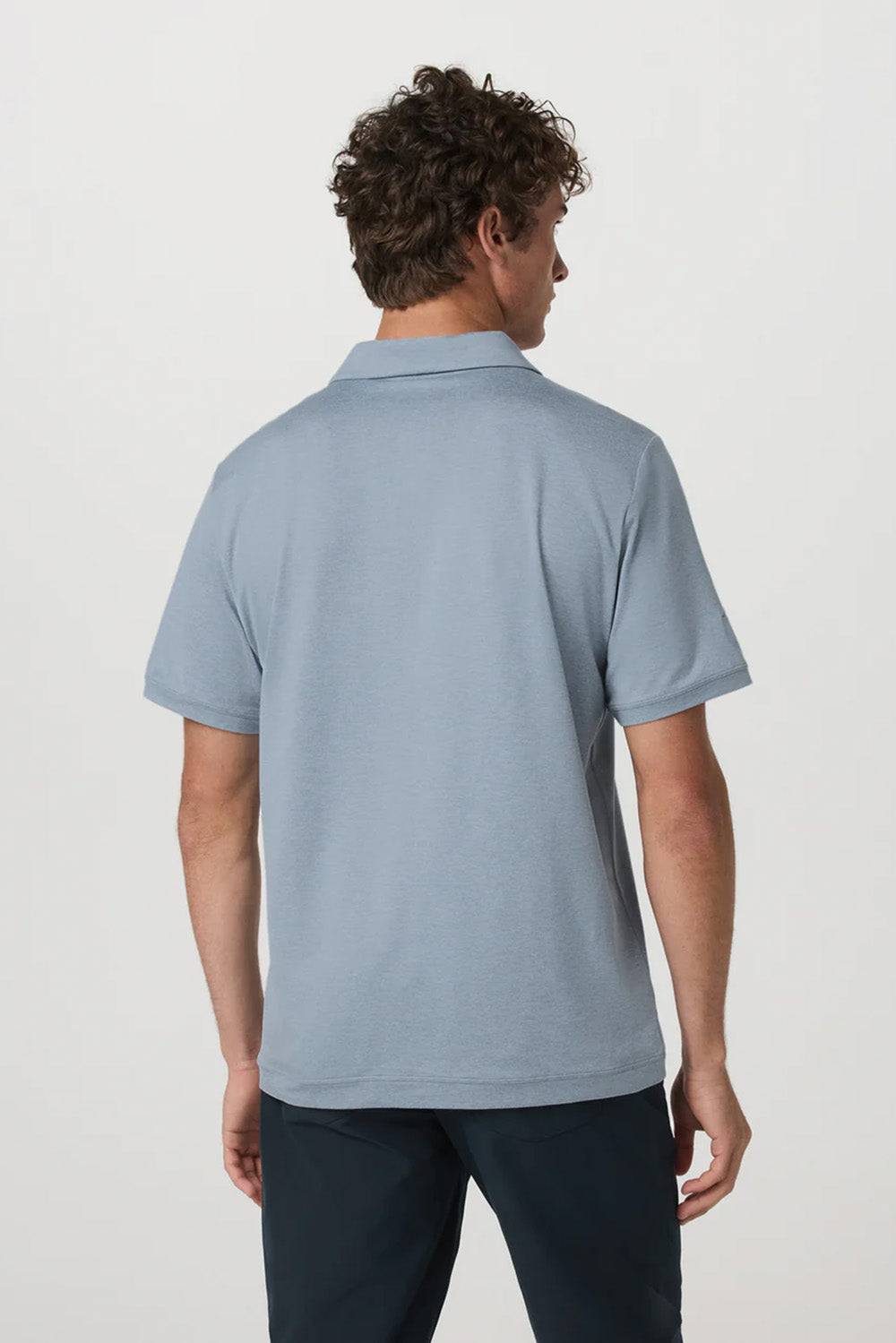vuori ponto performance polo blue dusk heather back