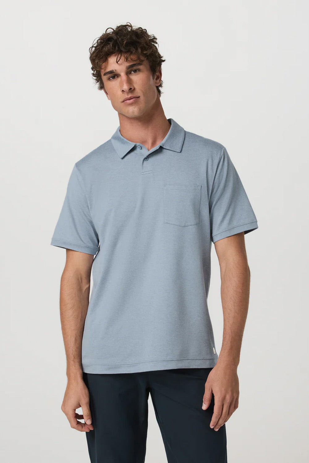 vuori ponto performance polo blue dusk heather front