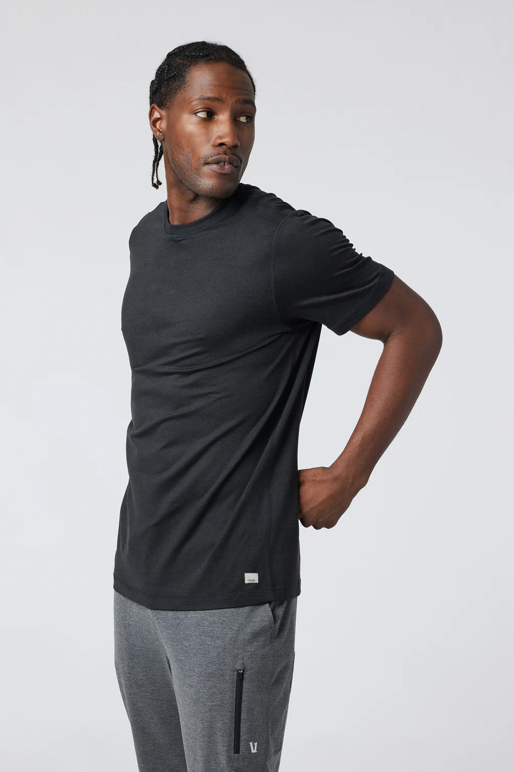 vuori ponto performance tee black heather side