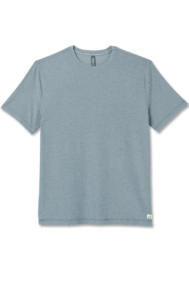 vuori strato tech tee dusty blue heather flatlay