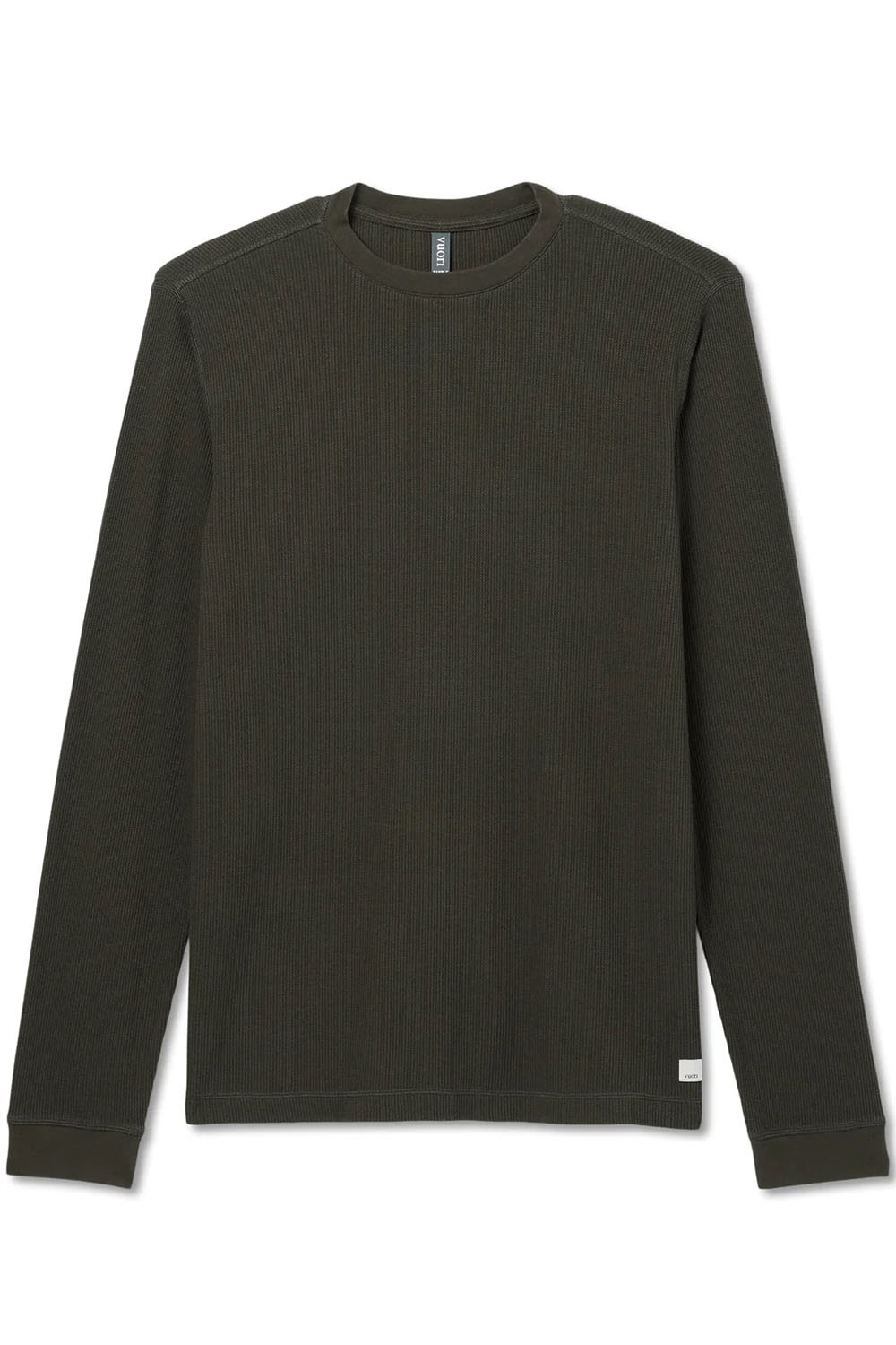 vuori waffle crew dark oregano flatlay