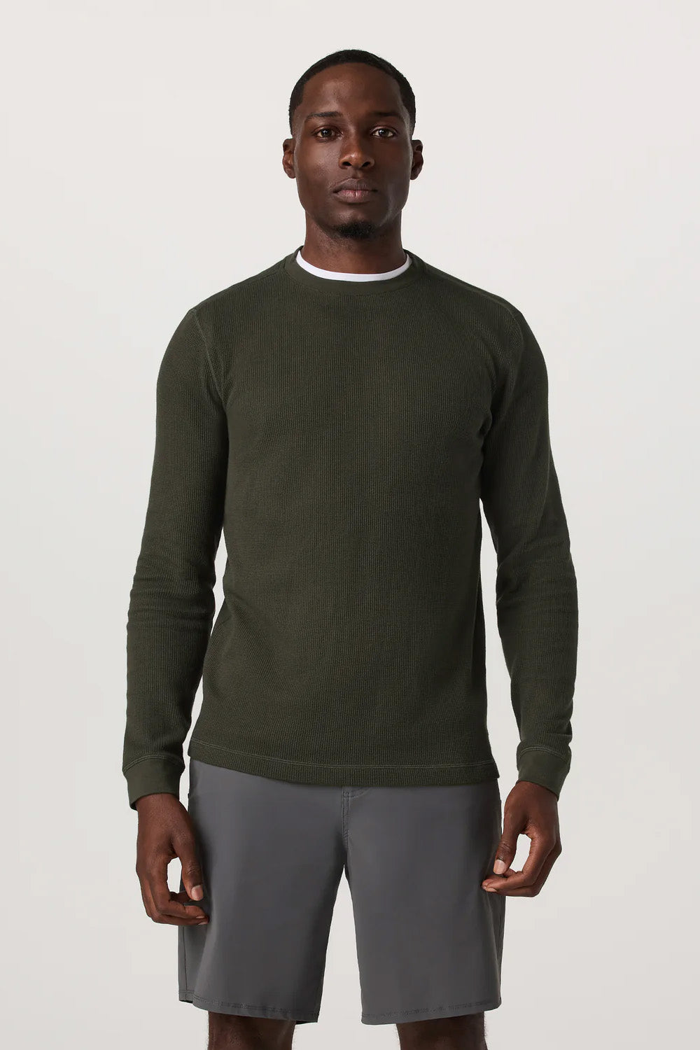 vuori waffle crew dark oregano front