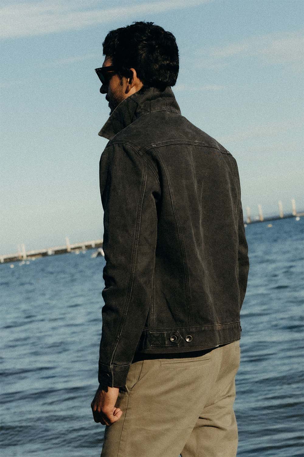 Taylor Stitch THE RYDER JACKET Coal Chipped Canvas Back