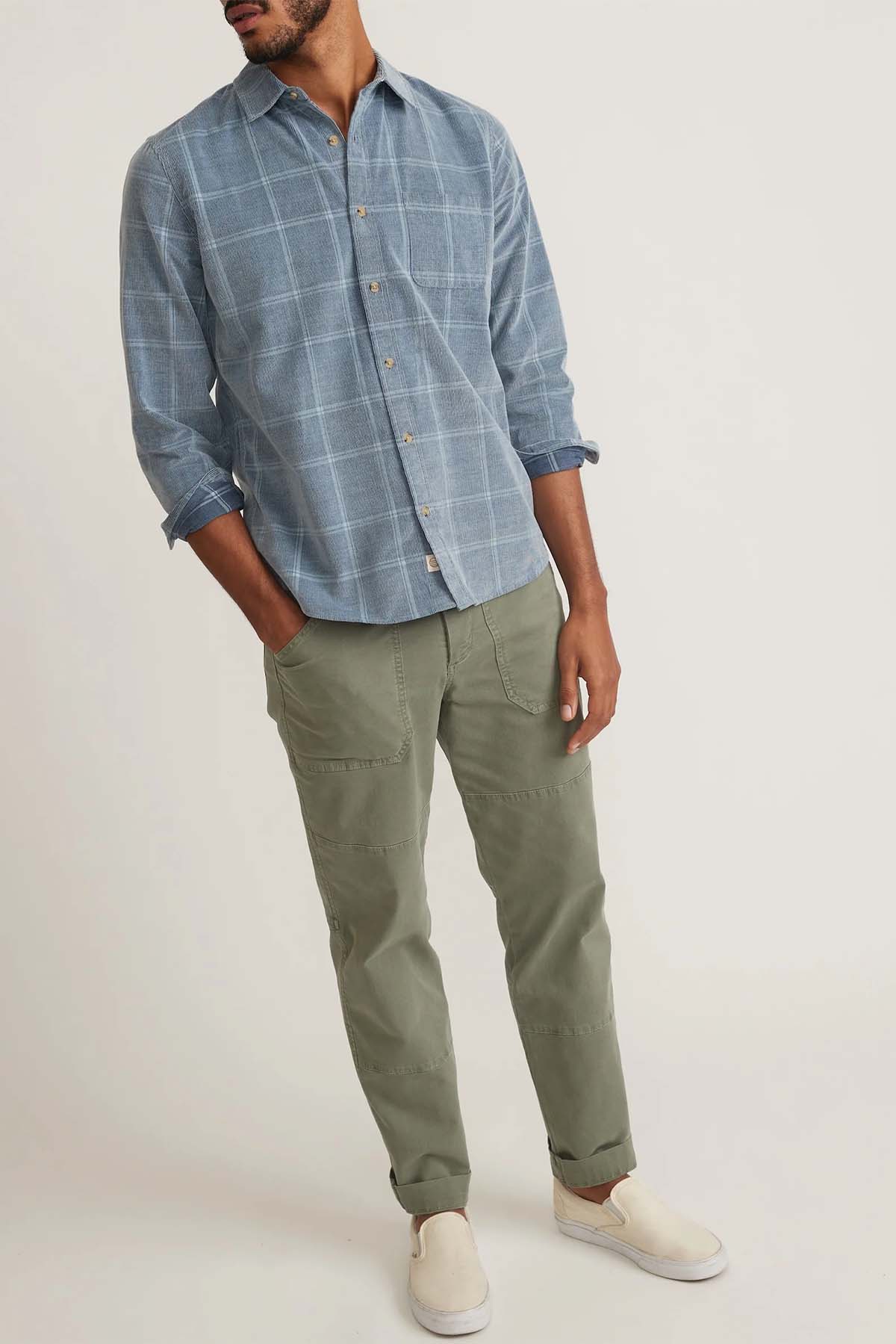 Marine Layer - LW Plaid Cord LS Shirt - Indigo Plaid