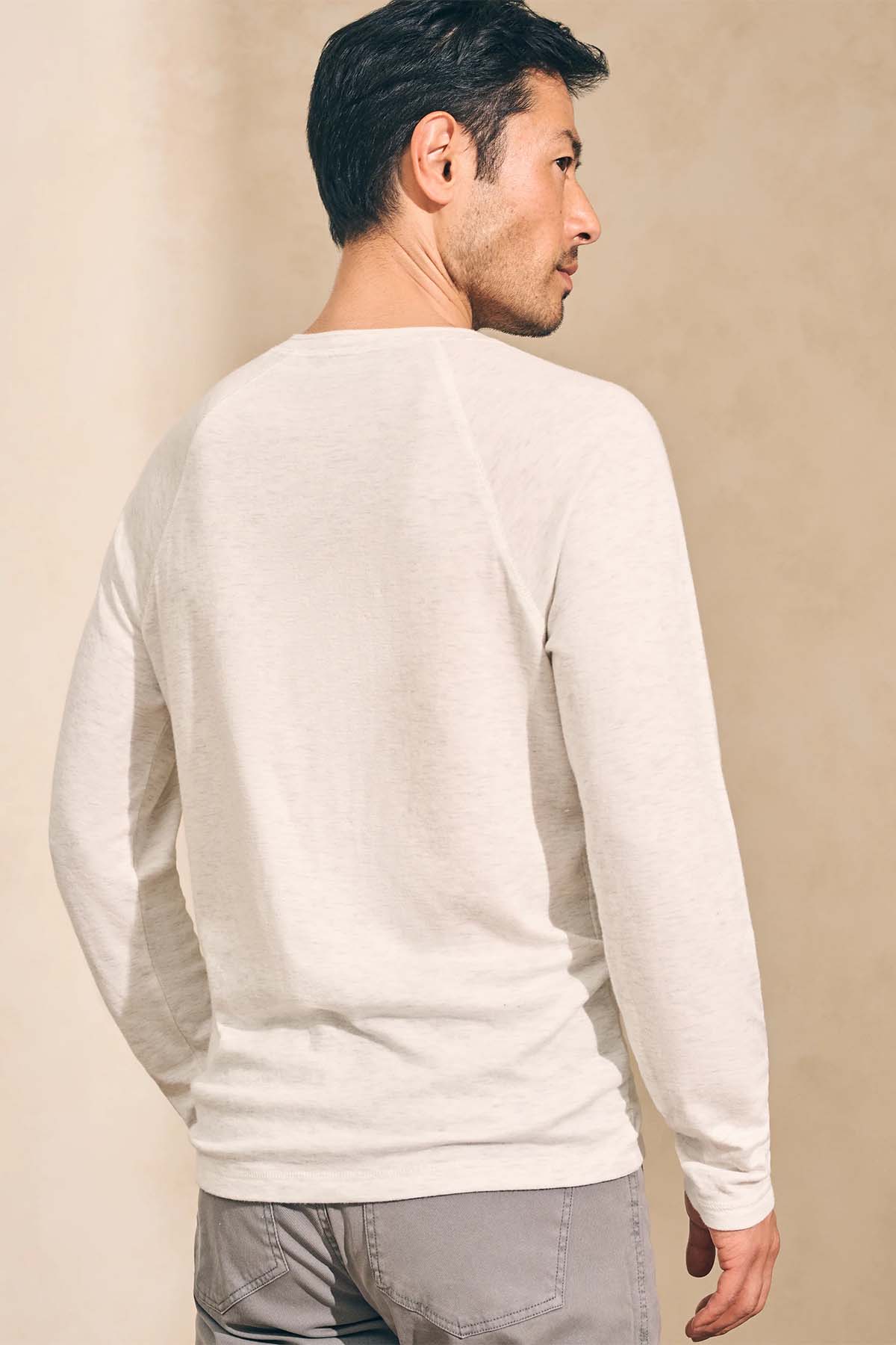 Faherty - Cloud LS Henley - Ivory Heather - Back