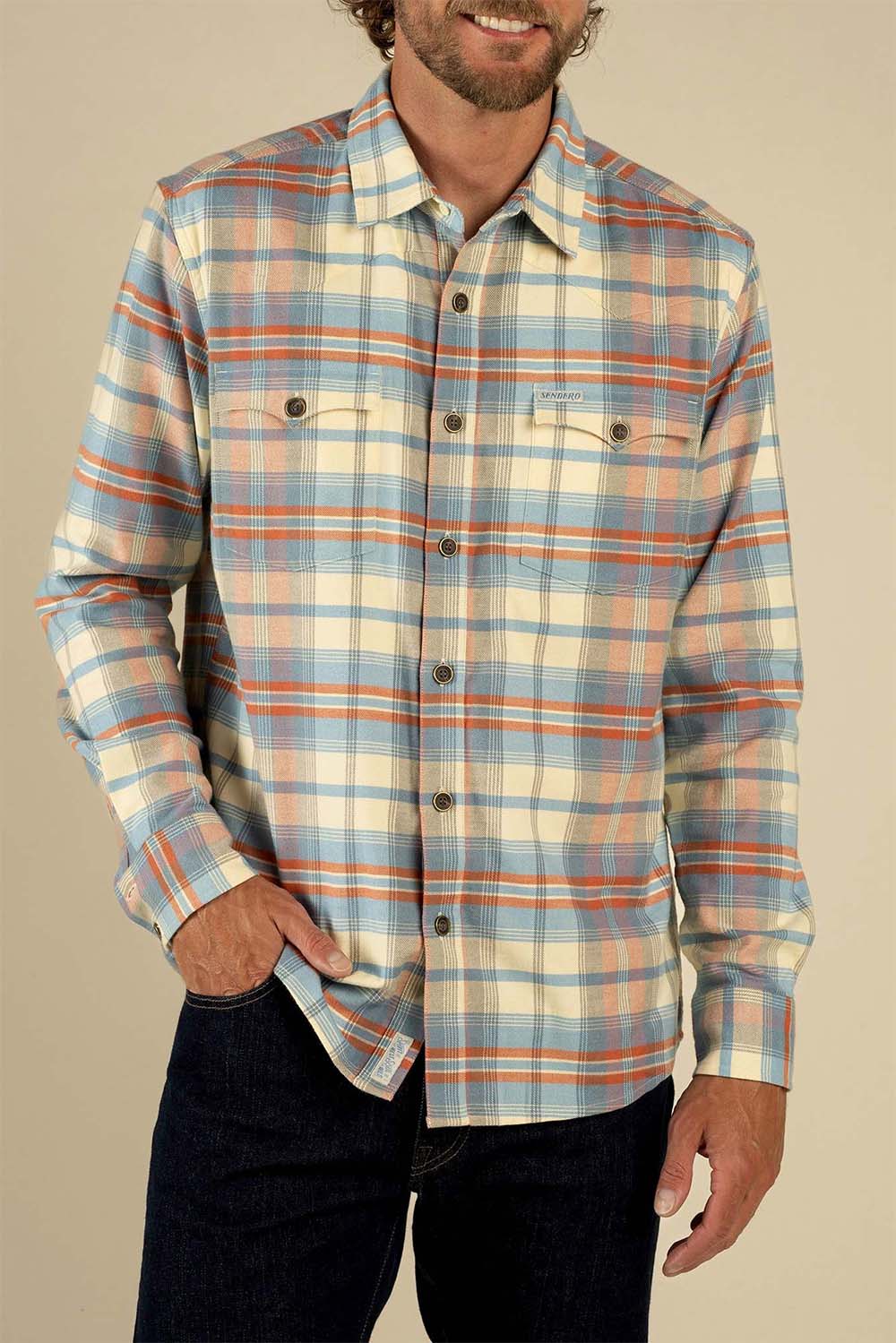 Sendero - Moab Flannel Shirt - Blue/Red - Front