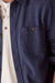 Marine Layer Pacifica Overshirt in Navy Railroad Stripe — Detail chest view