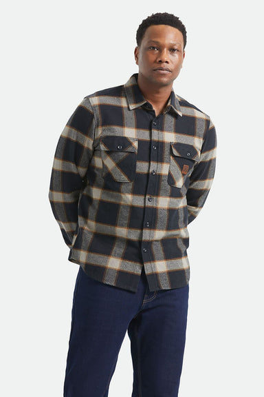 Brixton - Bowery Flannel - Black/Cream - Model Front