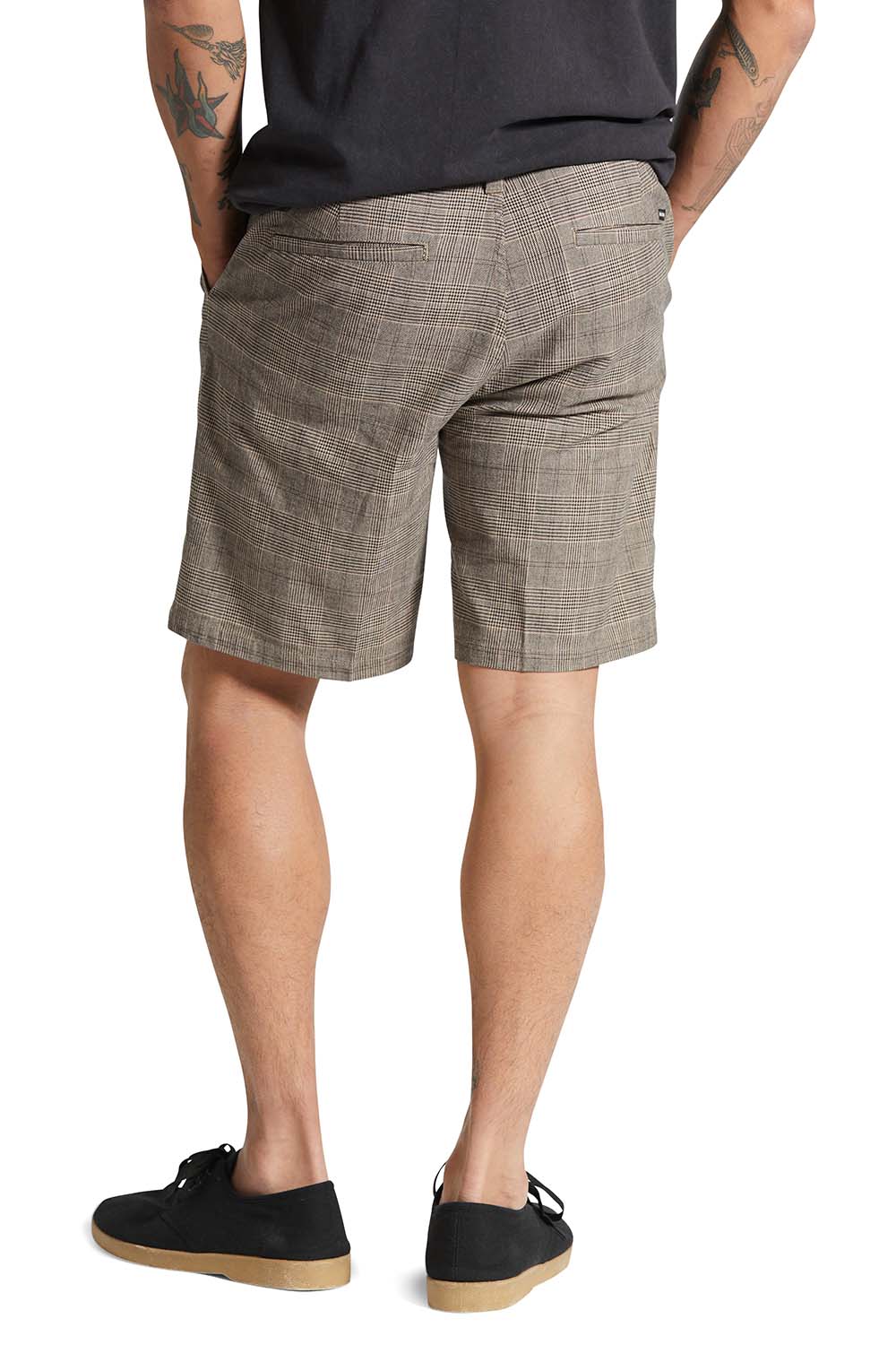 Brixton - Choice Chino Short - Brown/Cream Houndstooth - Back