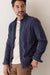 Marine Layer Pacifica Overshirt in Navy Railroad Stripe — Front view