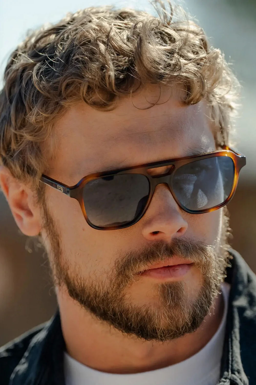 WMP Dean in Whiskey Brown Tortoise/Blue Polar — Lifestyle view