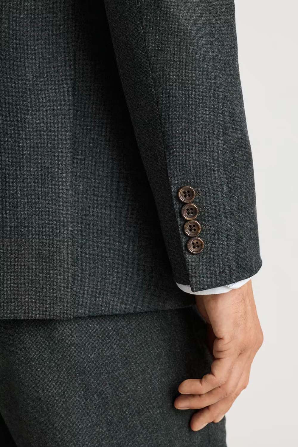 Bonobos - Jetsetter Slim Wool Blazer - Green Nailhead - Cuff Detail